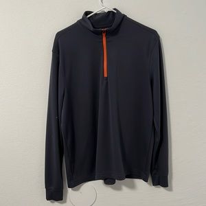 PGA Tour 1/4 zip sweater, navy/orange combo, size S
